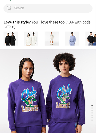 Свитшот lacoste unisex loose fit reglan