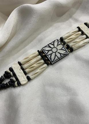 ✨ 🦴  вінтажний етно браслет з різьбленої кістки та дерева бохо tribal трайбл 🌿 🦴 ✨