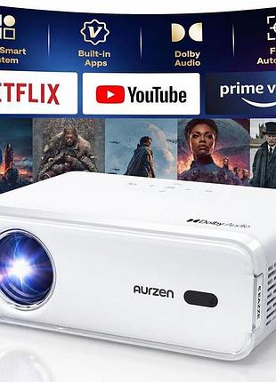 Видеопроектор aurzen eazze d1 с wifi и bluetooth встроенное приложение, разрешение 1080p, hdr10, автофокус/коррекции