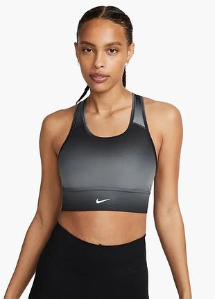 Топ жіночий nike swoosh run womens medium-support longline padded sports bra grey dv9938-010