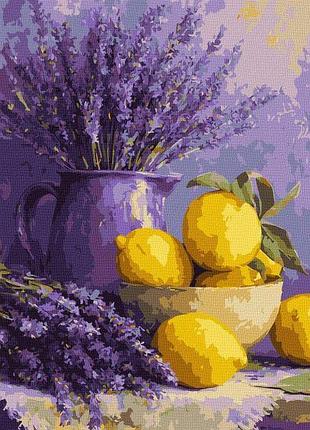 Картина за номерами - лаванда та лимони ©art_selena_ua идейка 30х40 см (kho5780)