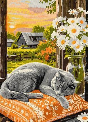 Картина за номерами - котячий сон ©art_selena_ua идейка 30х40 см (kho6974)