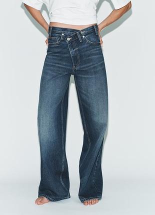 Прямые джинсы trf с двойным поясом от zara