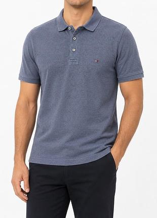 Чоловіче поло tommy hilfiger organic cotton slim fit синьо-сіре xl