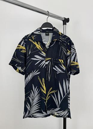 Hugo boss гавайська чоловіча лляна сорочка на короткий рукав