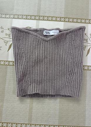Топ бежевый, вязаный zara