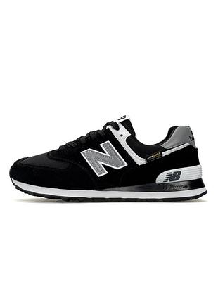 Кроссовки мужские new balance 574, черно-белые кроссовки замша текстиль, демисезонные