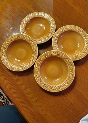 Винтажные тарелки суповые royal worcester crown ware (англия), 4 шт