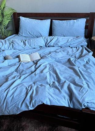Постельное белье washed cotton голубой комплект (полуторный, двухспальный, евро, семейный) двуспальный