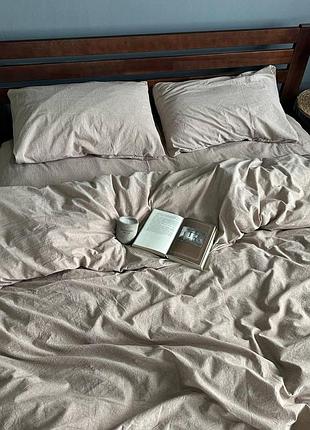 Постельное белье washed cotton бежевый комплект (полуторный, двуспальный, евро, семейный)