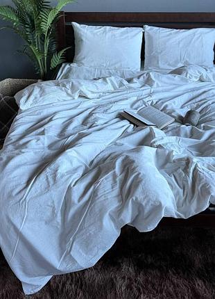 Постільна білизна washed cotton молочний комплект (напівторний, двоспальний, євро, сімейний) євро