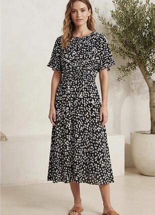 Плаття міді літнє жіноче h&m  м чорне з білим