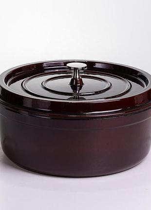 Кокотниця чавунна емальована 7,5 л, бургунді yiwu hp-flg-14 burgundy