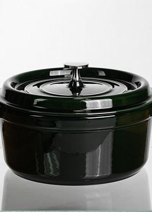 Кокотница чугунная эмалированная 4 л, малахит yiwu hp-flg-10 green