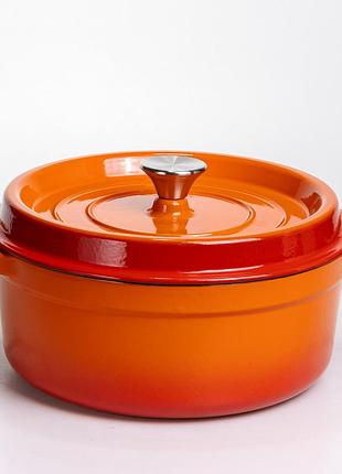 Кокотница чугунная эмалированная 5,5 л, оранжевый yiwu hp-flg-5 orange