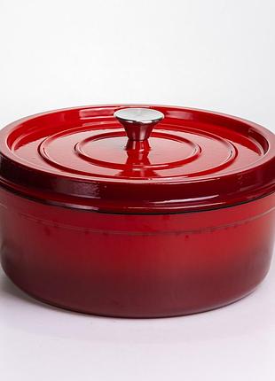 Кокотница чугунная эмалированная 7,5 л, красный yiwu hp-flg-7 red
