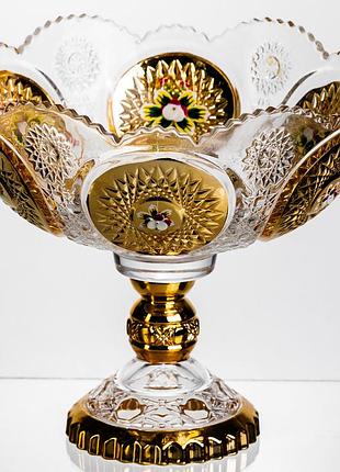 Ваза для фруктів скляна gold glass 22 см yiwu hp-34-140