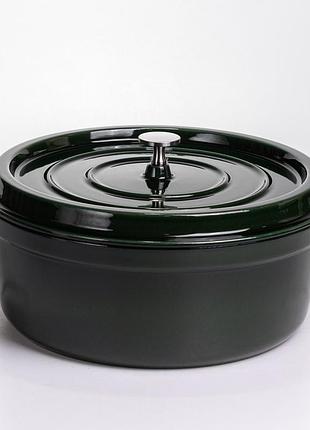 Кокотница чугунная эмалированная 7,5 л, малахит yiwu hp-flg-14 green