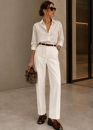 Zara xs жіночі укорочені штани брюки молочні білі з карманами з підкатами брючні