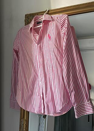 Сорочка ralph lauren polo, велике вишите лого, колір темно малиновий