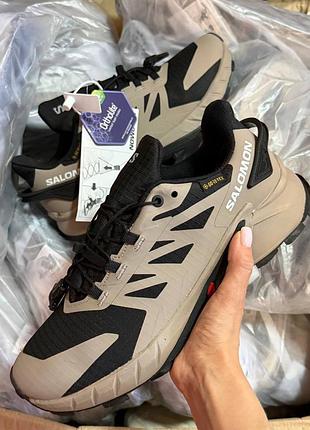 Р.41-46 кроссовки salomon supercross 4 gore-tex beige black sl037