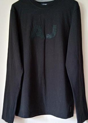 Лонгслів чоловічий чорний armani jeans.l/xl.