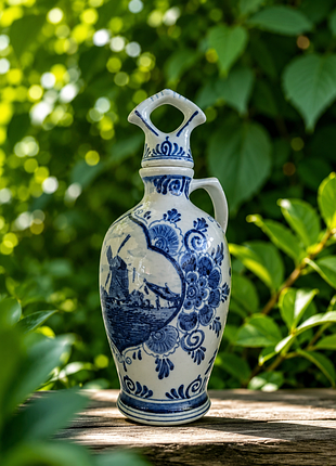 Винтажная бутылка erven lucas bols в стиле delft blue