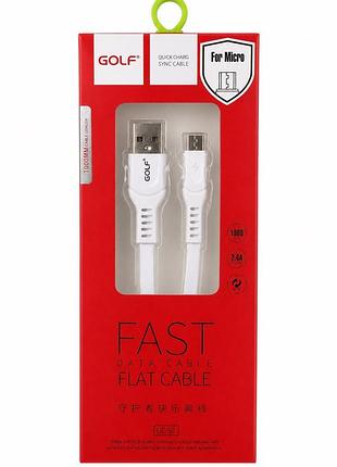 Білий кабель golf gc-58 micro-usb 1 м, 2.4a