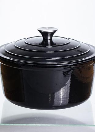 Кастрюля чугунная эмалированная 5 л, черный yiwu hp-flg-2 black