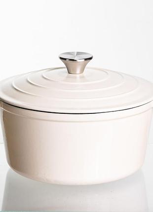 Каструля чавунна емальована 4 л, бежевий yiwu hp-flg-1 red
