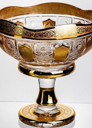 Ваза для фруктов стеклянная bohemia gold 26 см yiwu hp-34-137