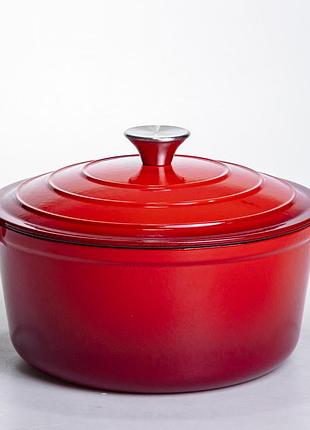 Кастрюля чугунная эмалированная 5 л, красный yiwu hp-flg-2 red