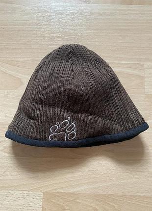 Чоловіча шапка jack wolfskin коричнева, підкладка флис