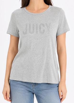 Жіноча футболка juicy couture juicy logo glitter grey xl оригінал
