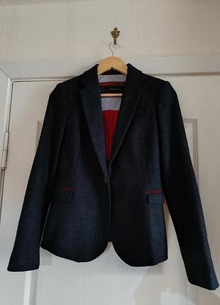 Шерстяной пиджак/жакет zara basic из овечьей шерсти (lambswool)