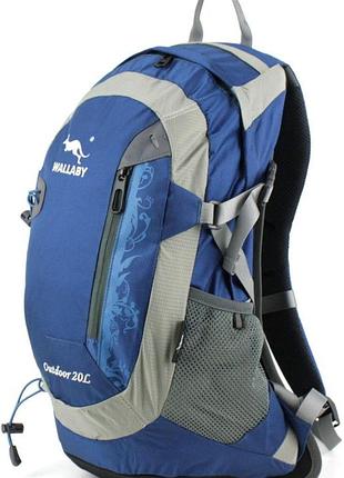 Велорюкзак wallaby 20 л синий — велосипедный рюкзак с велоспиной и дождевиком