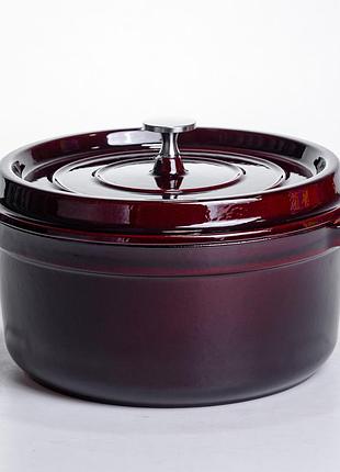 Кокотница чугунная эмалированная 4,5 л, бургунди yiwu hp-flg-11 burgundy