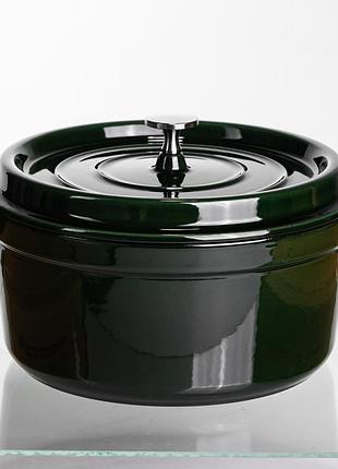 Кокотница чугунная эмалированная 4,5 л, малахит yiwu hp-flg-11 green