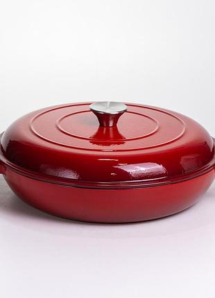 Сотейник-жаровня чавунний з емальованим покриттям 3 л, червоний yiwu hp-flg-15 red