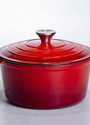 Каструля чавунна емальована 4 л, червоний yiwu hp-flg-1 red