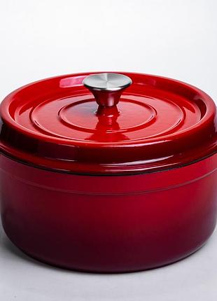Кокотница чугунная эмалированная 4,5 л, красный yiwu hp-flg-4 red