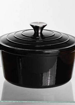 Каструля чавунна емальована 4 л, чорний yiwu hp-flg-1 black