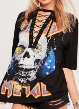 Missguided dead metal футболка с черепом,рок,готика,s.