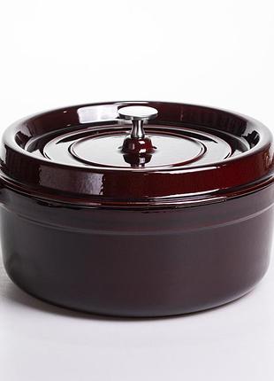 Кокотница чугунная эмалированная 6,5 л, бургунди yiwu hp-flg-12 burgundy