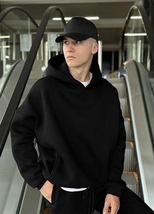 Мужское худи oversize черный urbanist хлопок с начесом трехнить осень зима