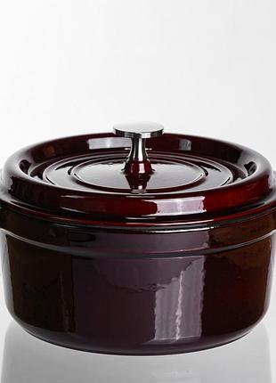 Кокотница чугунная эмалированная 2,5 л, бургунди yiwu hp-flg-9 burgundy