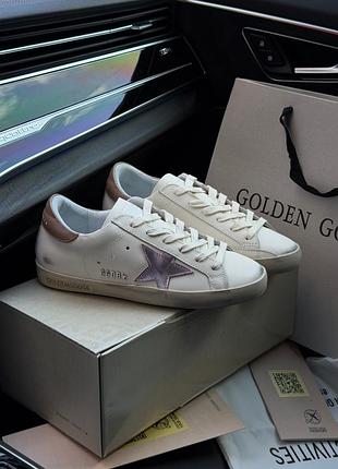 Кожаные женские кеды golden goose super-star ice white orchid pink