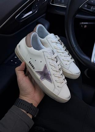Шкіряні жіночі кеди golden goose super-star ice white orchid pink