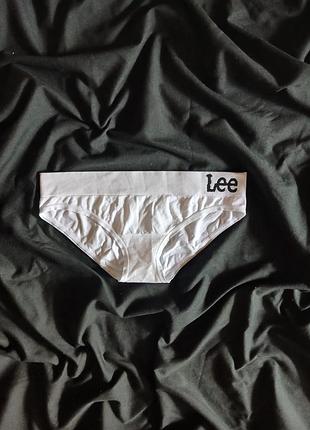 Женские хлопковые трусики слипы lee белые брендовые трусы на спортивной резинке