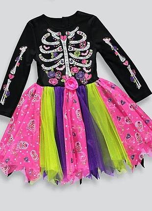 Платье платье скелет halloween matalan 4-5 р 110 + ободок